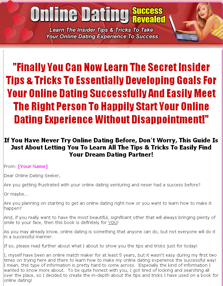 NEW PLR - "Online Dating Success Revealed Plr Ebo…